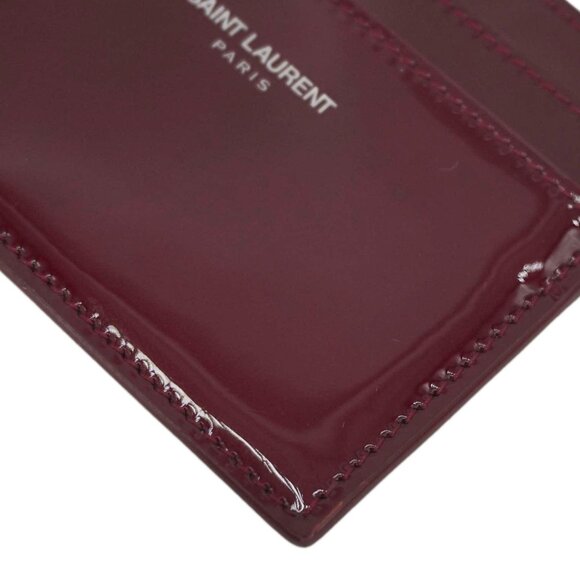 Yves Saint Laurent  Cassandra Leather Card Holder Burgundy - Picture 8 of 12